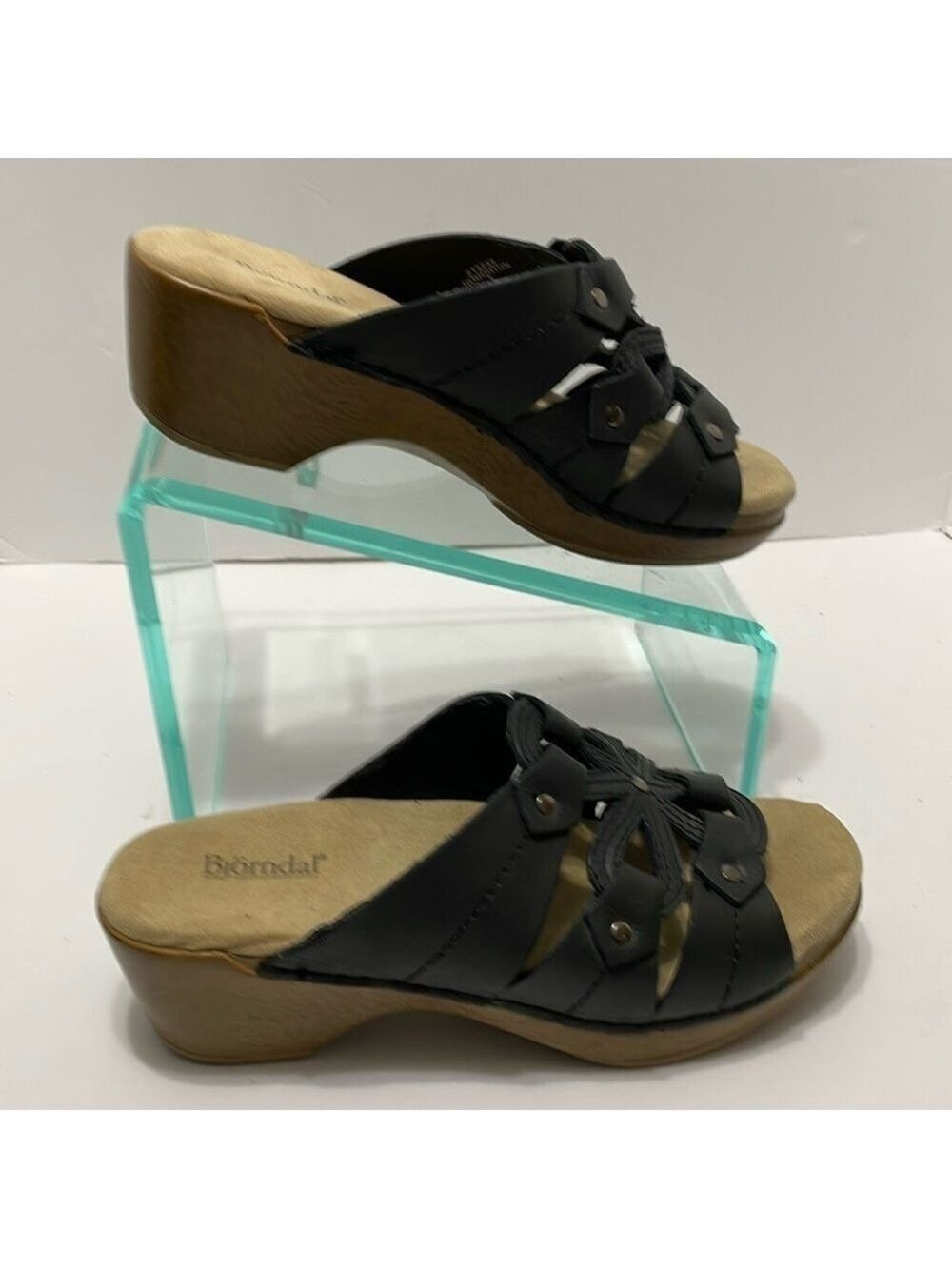 Bjorndal Black Leather Slip-on Sandals Sz 9M